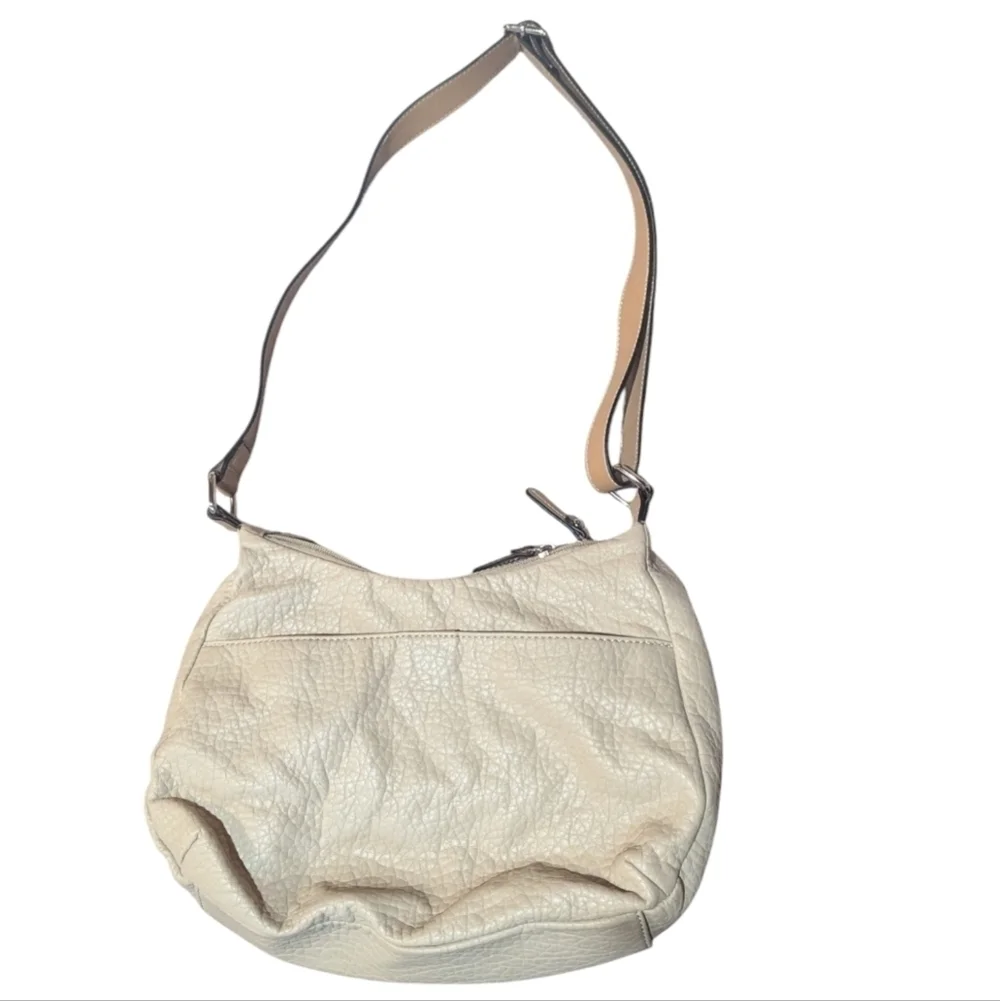 Giani Bernini Tan Cream Leather Hobo Crossbody Purse Bag